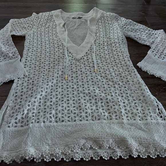 ODADEMAR long sleeve white cover up sz small - Picture 4 of 10